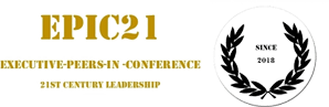 A green banner with the words " c 2 1 " and " c 2 1-in-conference leadership."
